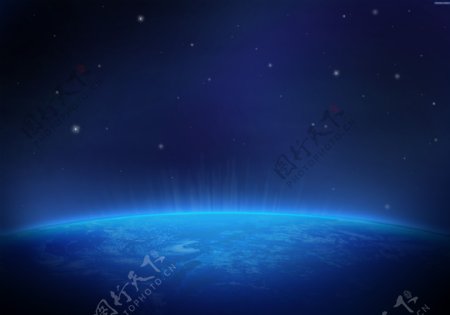 蓝色的夜晚地球空间背景