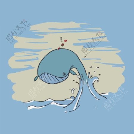 印花矢量图卡通卡通动物鲸鱼男童免费素材