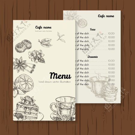 手绘茶餐厅菜单