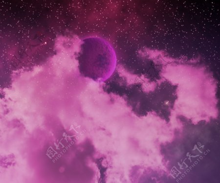 摘要空间背景紫星星在天空