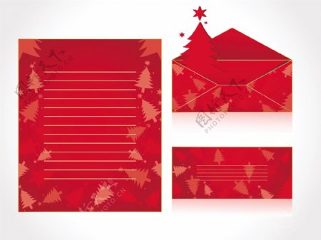 树的红色圣诞信封信头