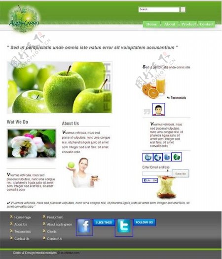 绿色苹果网页模板CSS