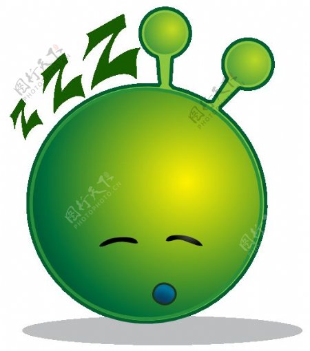 微笑的绿色外星人昏昏欲睡的剪贴画