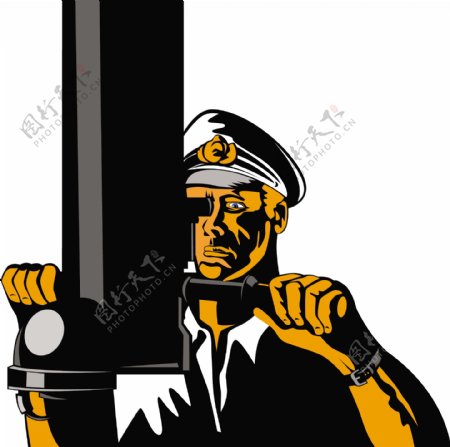海军上尉的水手用潜望镜