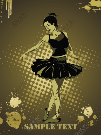 在黑色的裙子跳舞的女孩