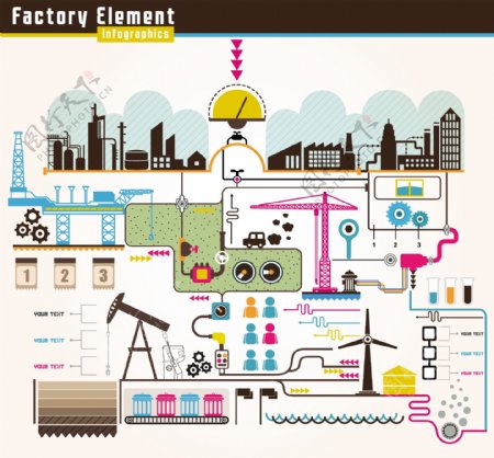 工厂能源元素图矢量图