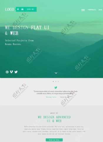 绿色大山设计网站模板图片