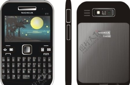 诺基亚手机E72正面背面侧面图片