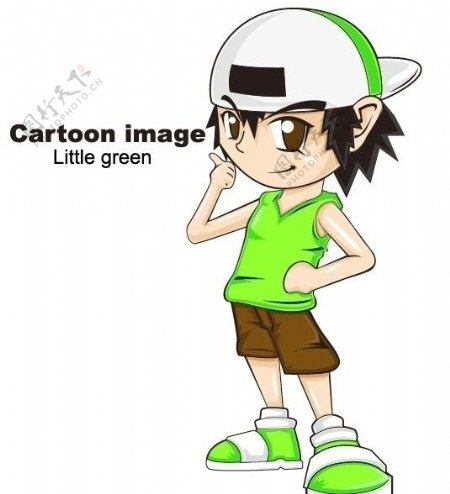 绿色卡通男生图片