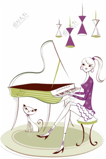 钢琴女孩图片