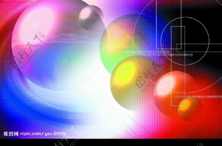 科技创意彩色底图球体图片