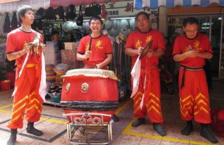舞狮舞龙伴奏打鼓中国传统文化表演艺术瑰宝节庆华人华裔图片