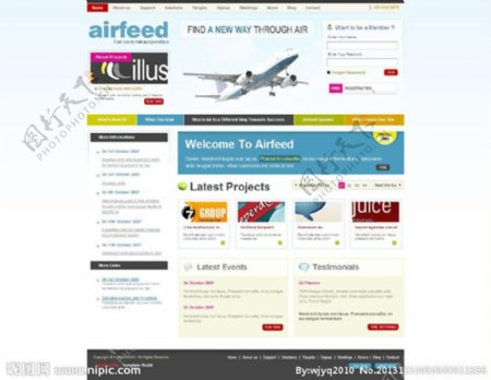 航空旅行html模板图片