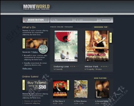 电影世界网站模板图片
