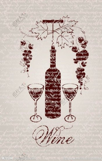 葡萄酒花纹图片