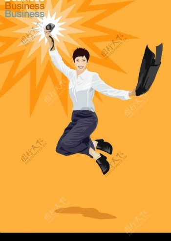 跳跃的职场女性图片