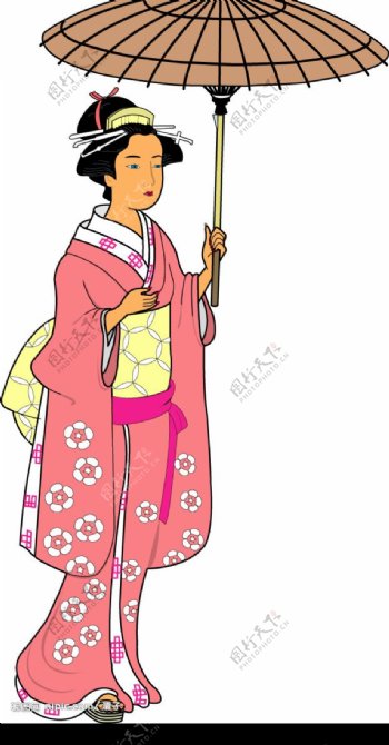 打阳伞的日本女人图片