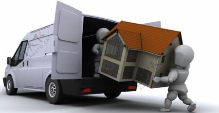 平面3D房屋模型搬家装货图片