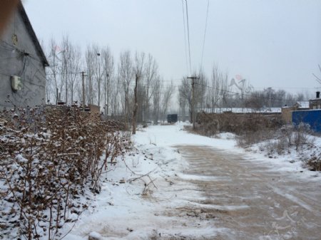 雪后村庄图片
