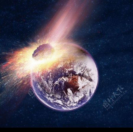 小行星撞地球图片
