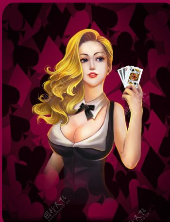 扑克美女图片
