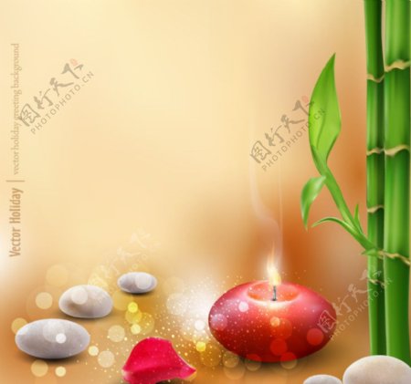 绿竹蜡烛美容背景图片