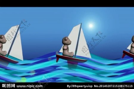 卡通帆船视频素材
