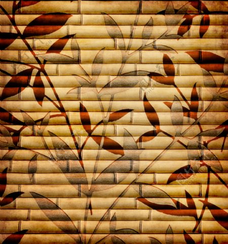 怀旧竹子竹竿树叶背景图片
