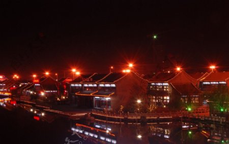 丰南运河唐人街夜色图片