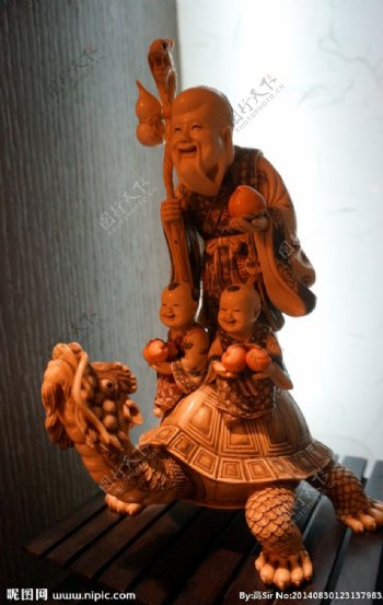木雕人物寿星图片