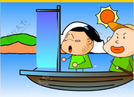 划船出游flash卡通动画