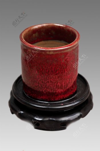 邛窑高温铜红釉杯图片