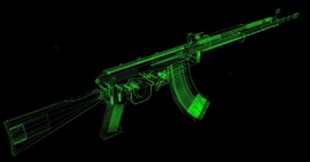 81式自动步枪3D效果图绿色线框图片