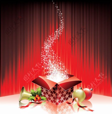 动感星光圣诞礼盒背景新年背景圣诞球铃铛图片