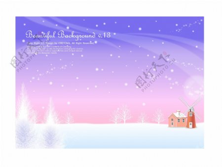 冬季雪景背景矢量素材图片