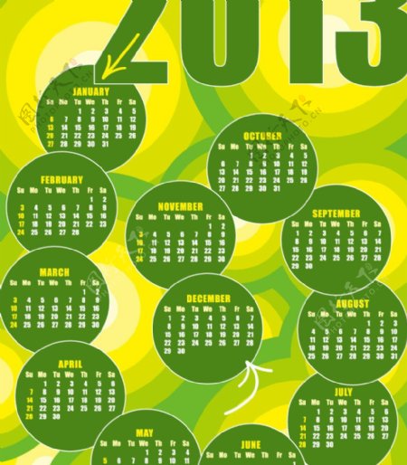 绿色2013日历台历图片