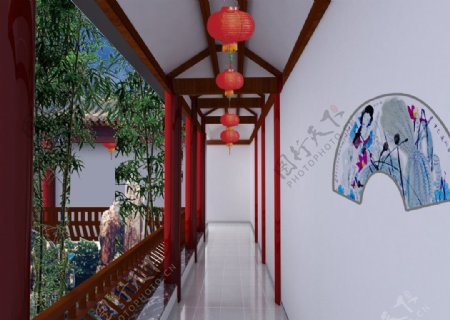 中式走廊效果图图片