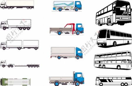 卡车货车及公交车车体素材图片
