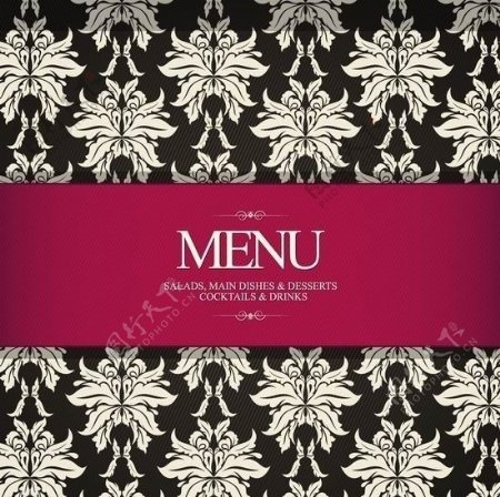 欧式花纹菜单封面设计图片
