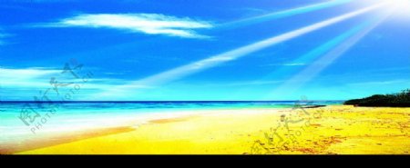 蓝天碧海金沙滩图片