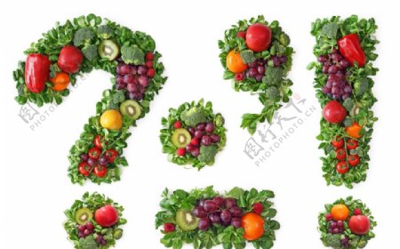 水果蔬菜组成的符号图片