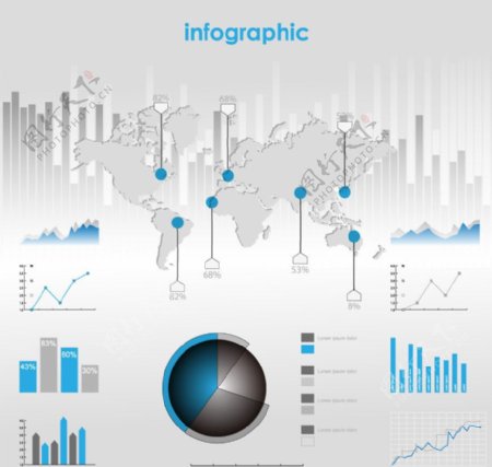 企业商务信息数据分布矢量图片