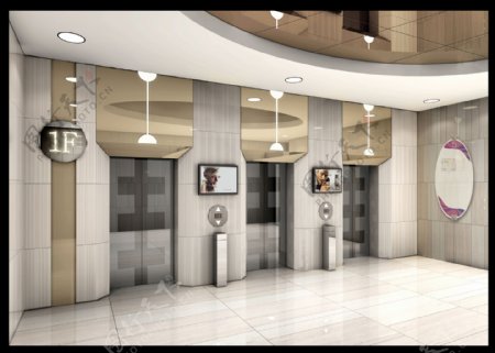 电梯厅方案效果图图片