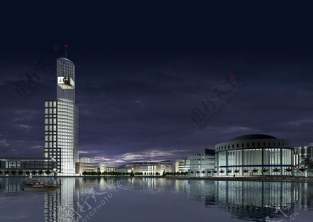 华豪商务大厦夜景图片