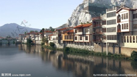 水乡中国河道模型图片