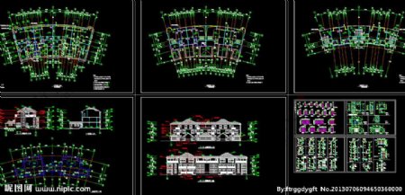 并联别墅建施图纸图片