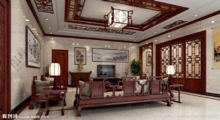 中式风格客厅模型图片