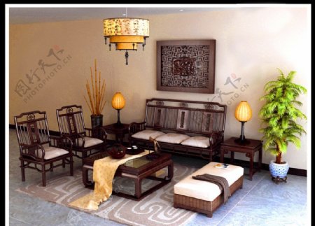 中式客厅沙发图片