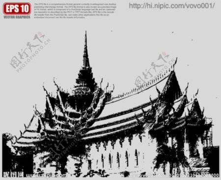 泰国建筑矢量剪影图片