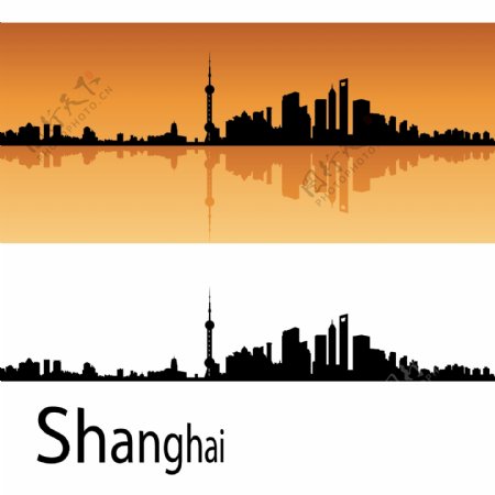上海城市建筑剪影图片